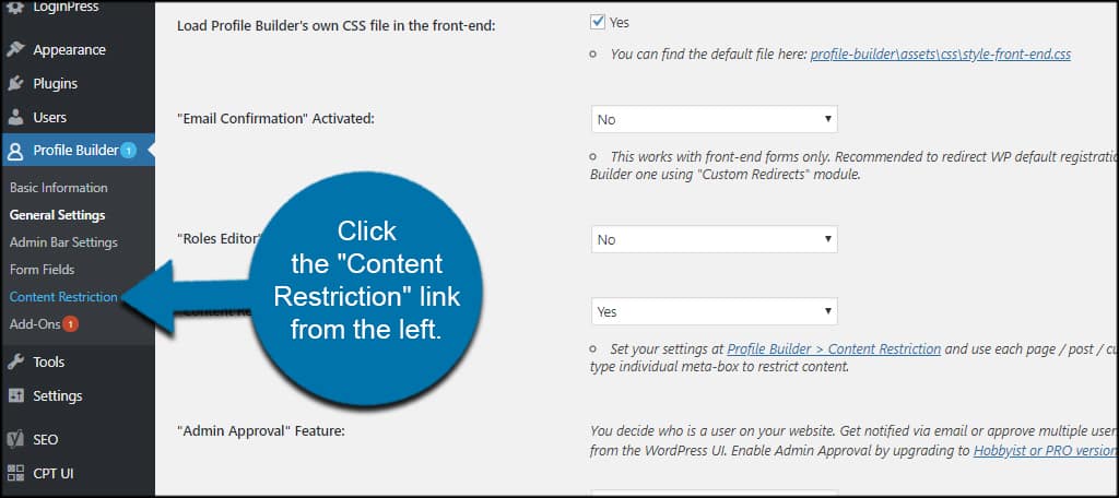 Content Restriction features to restrict content