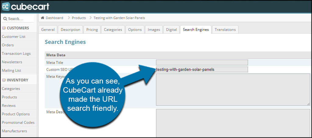 CubeCart Search Friendly URL