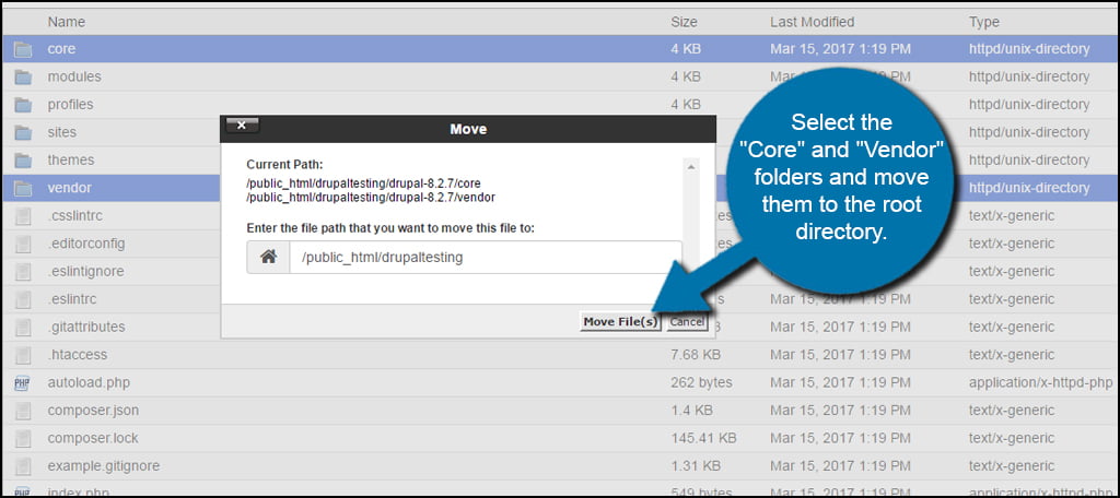 Drupal Move Core and Vendor