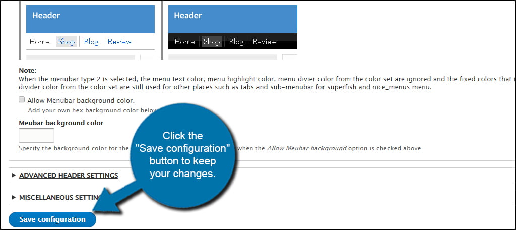 Drupal Theme Save Changes