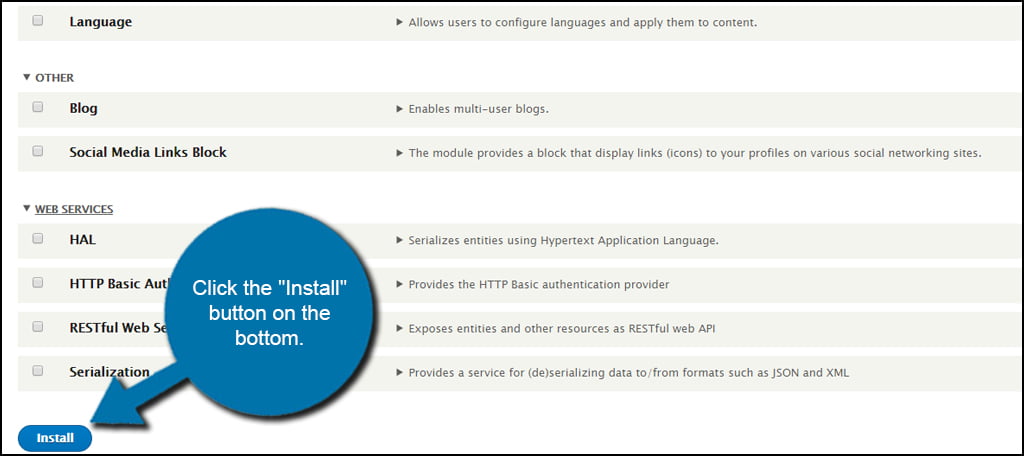 Install Module Button