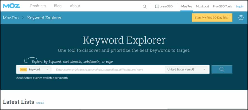 Moz Keyword Explorer