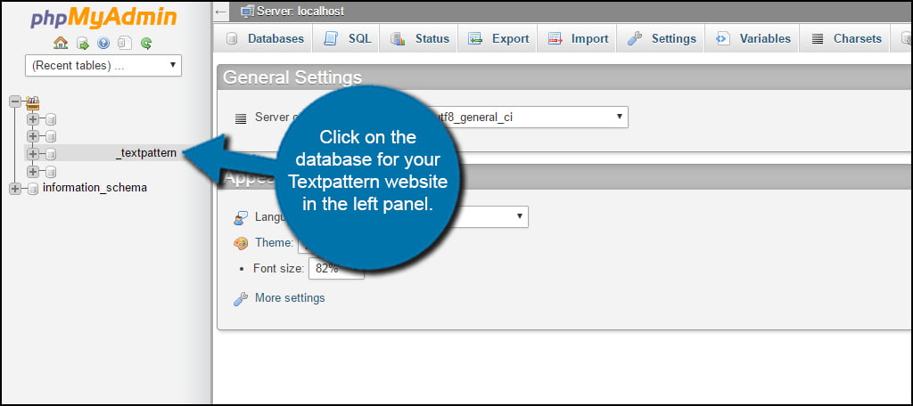 phpMyAdmin Textpattern