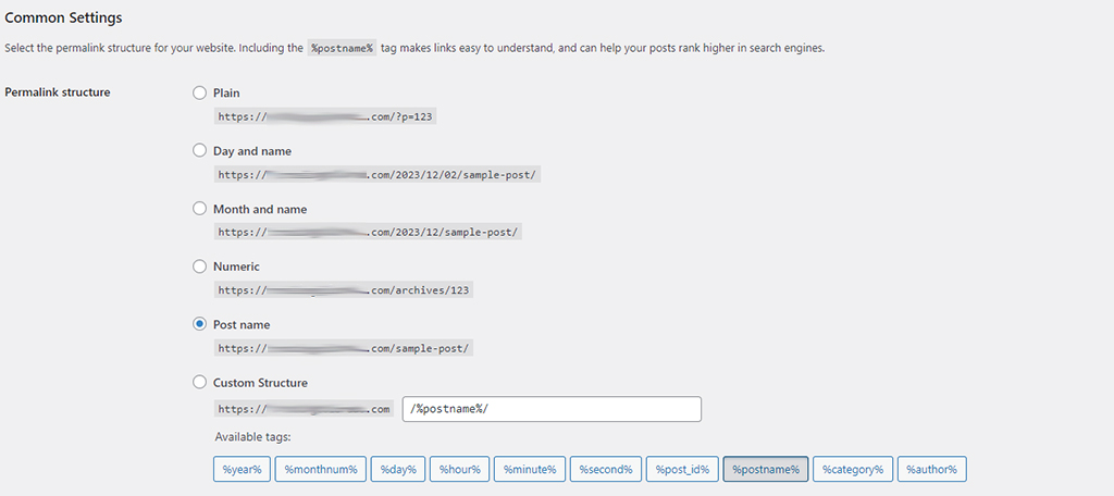 WordPress Permalink Structure