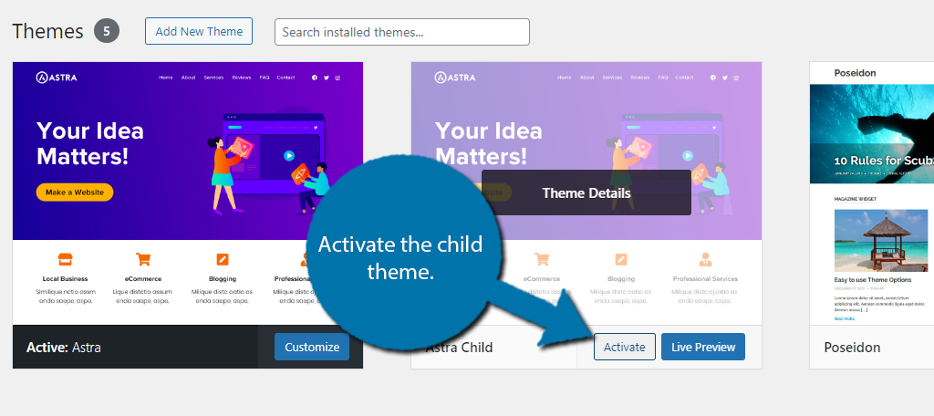 Activate Child Theme in WordPress