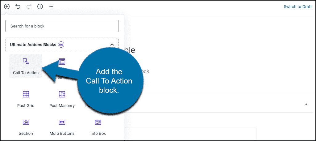 Add call to action block into editor