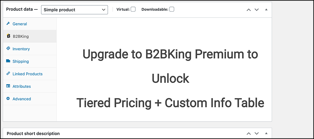 B2BKing pricing tab