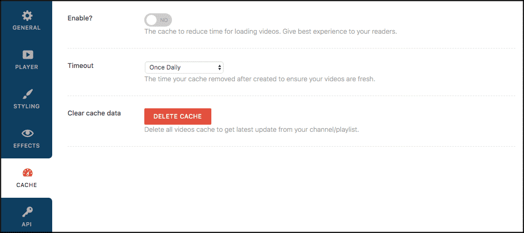 Cache settings