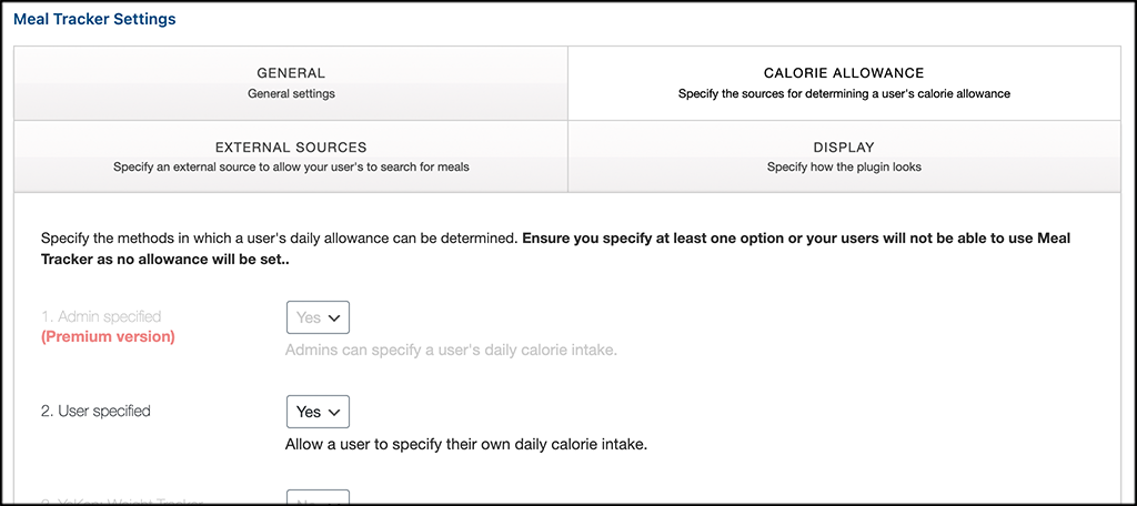 Calorie Allowance