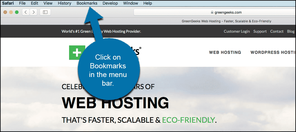 Click on bookmarks in the menu bar