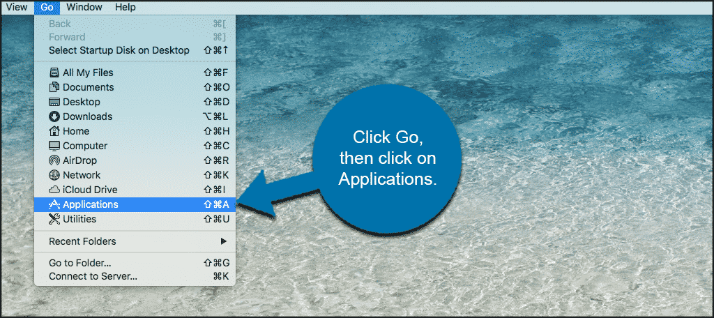 Click on go in the menu and then click on applications in the dropdown