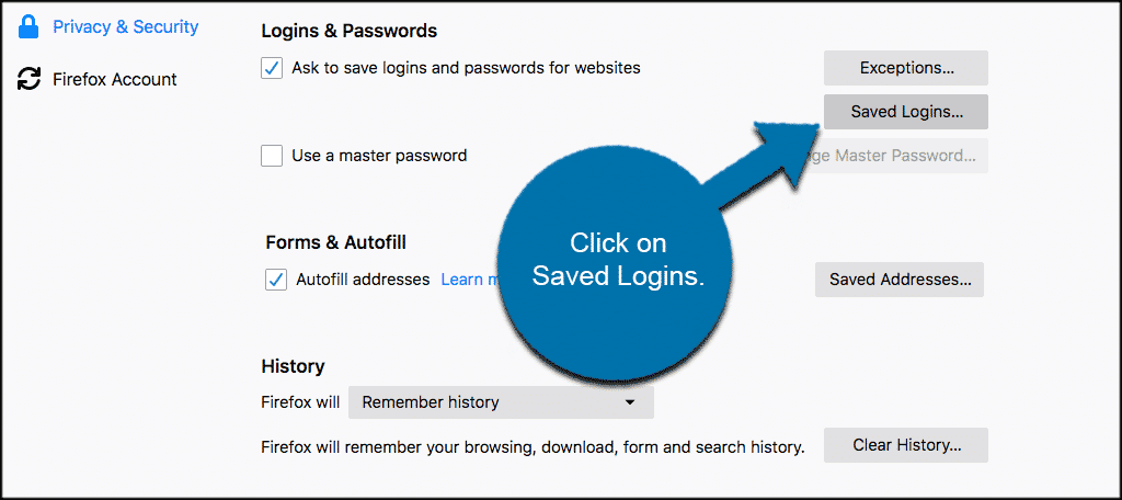 Click on saved logins