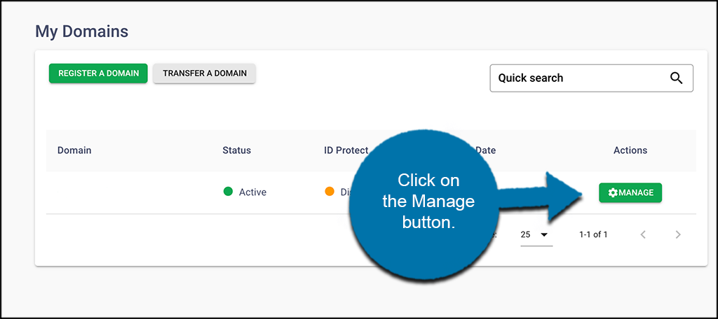 Click the manage button