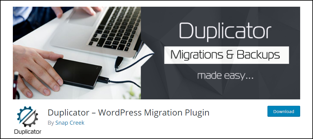 Duplicator is an amazing backup plugin for WordPress