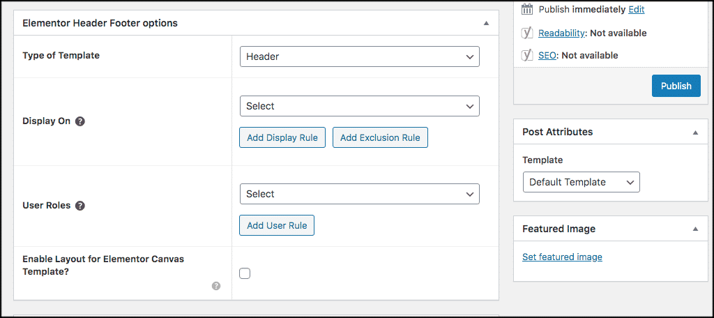 Edit header and footer options