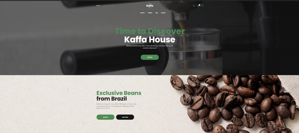 Kaffa coffee shop theme wordpress