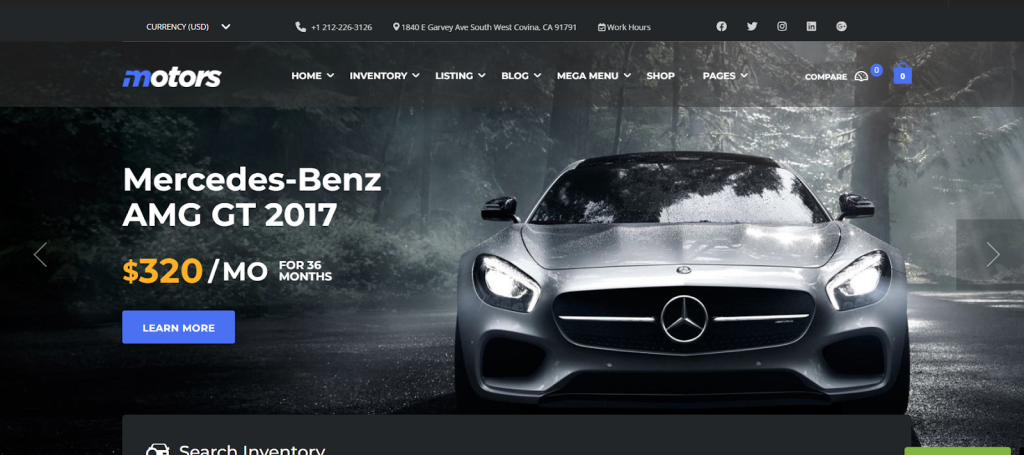 Motors car dealer theme WordPress