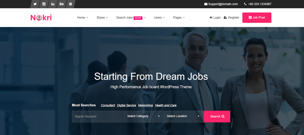 Nokri job board WordPress theme