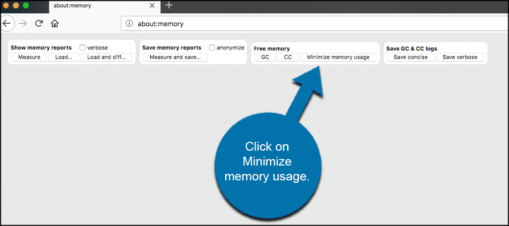 Click on minimize memory usage