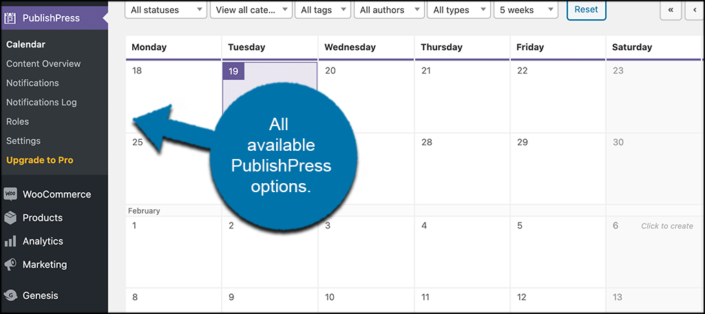 Other publishpress editorial calendar options