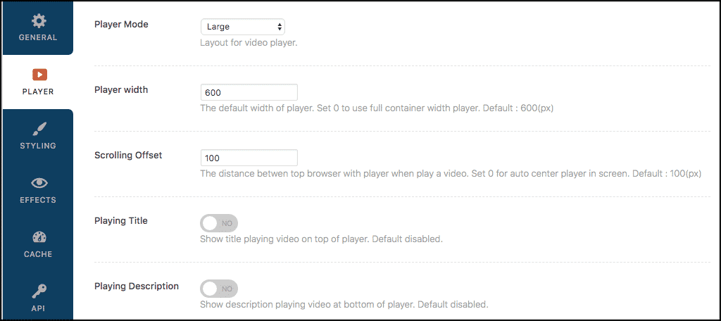 Player settings