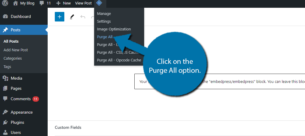 Clear cache for WordPress content