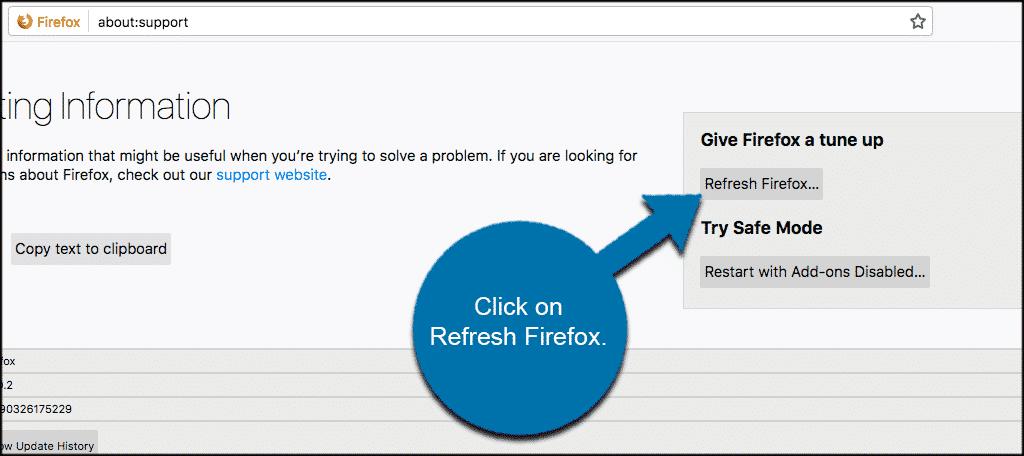 Click on refresh firefox