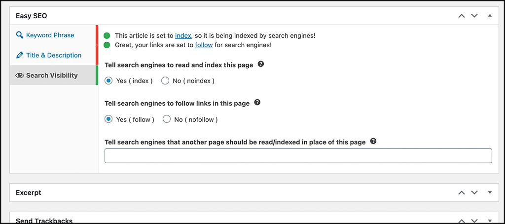 BoldGrid Easy SEo search engine visibility