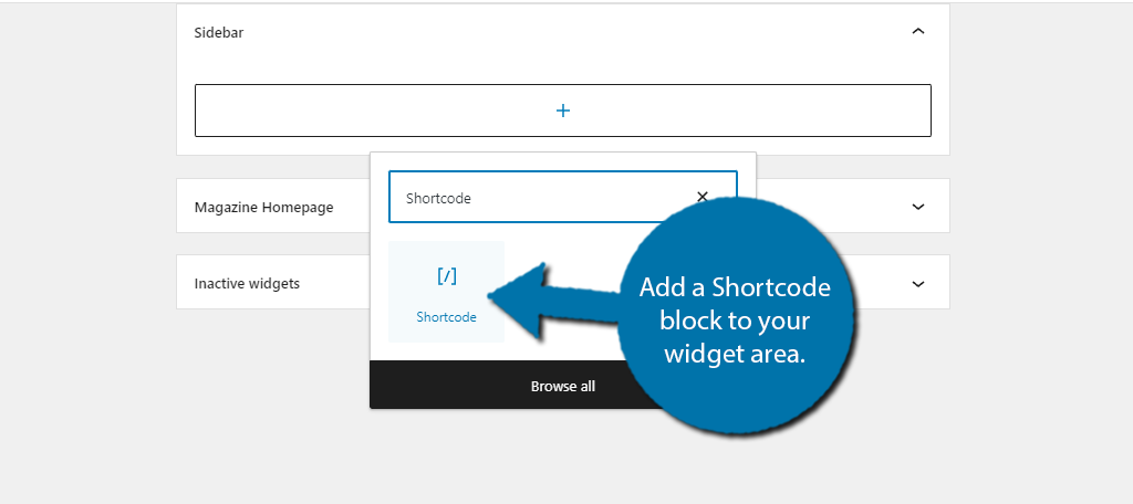 Add a shortcode block