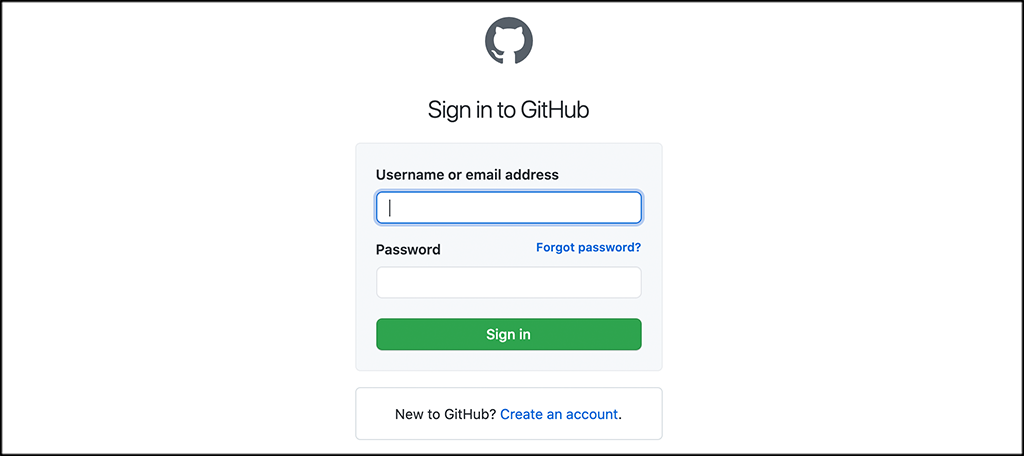 Log in to github account