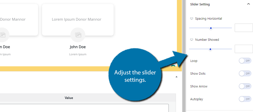 Slider Settings