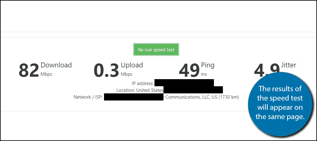 Speed Test Results