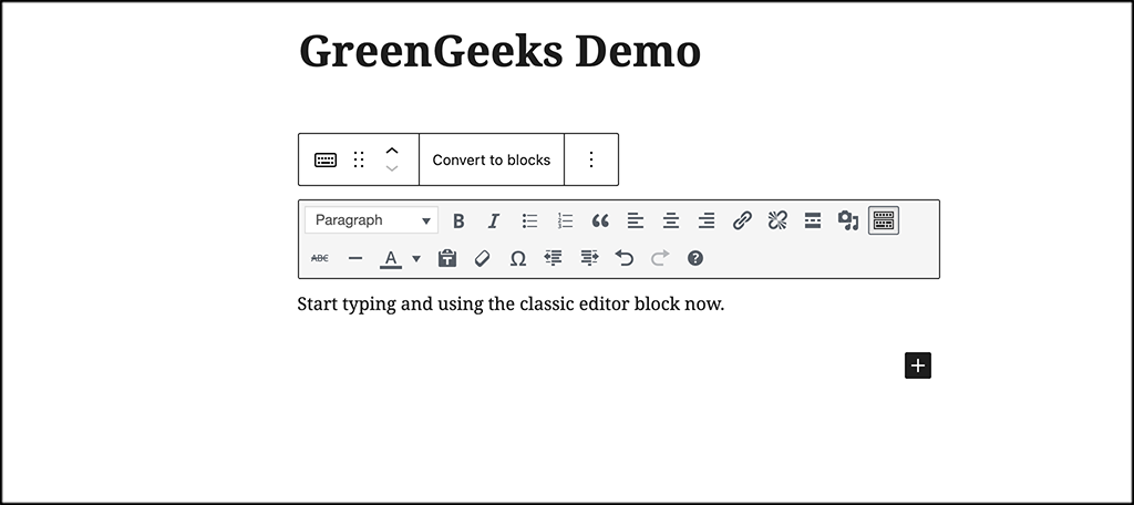 Start using the classic editor block