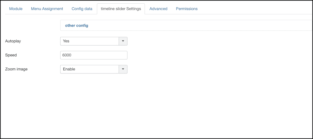 Timeline slider settings tab