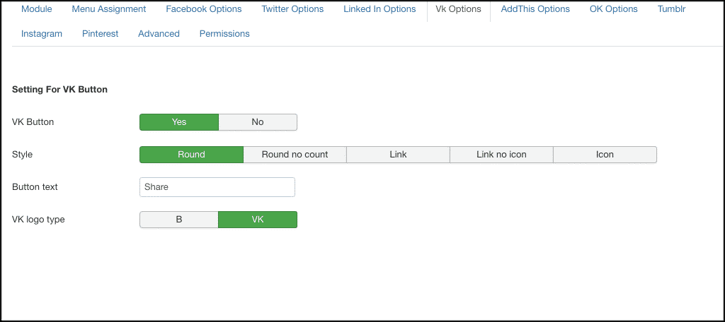 VK options