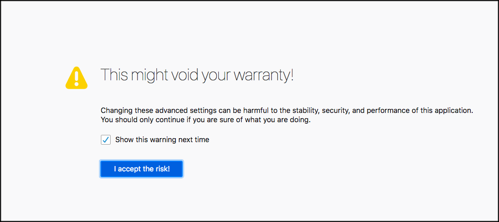 Firefox void warranty page